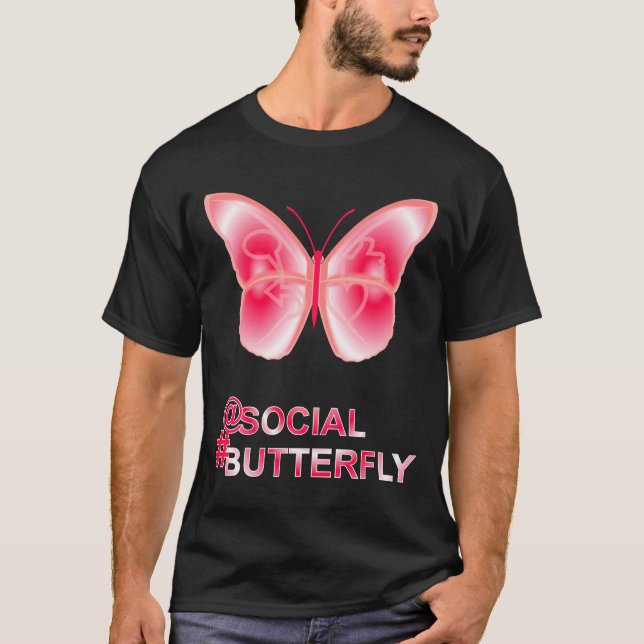 Camiseta En el hashtag social mariposa (Anverso)
