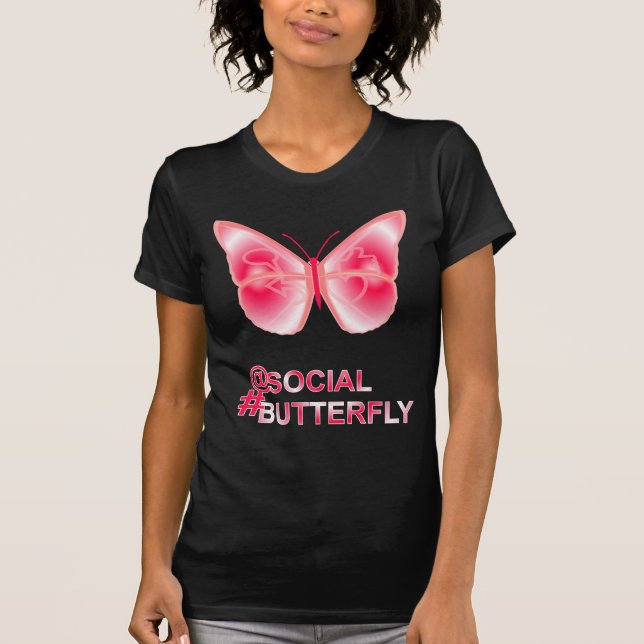 Camiseta En el hashtag social mariposa (Anverso)