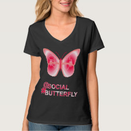 Camiseta En el hashtag social mariposa