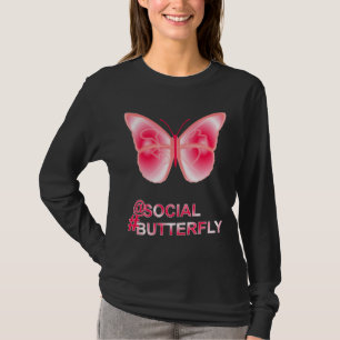 Camiseta En el hashtag social mariposa