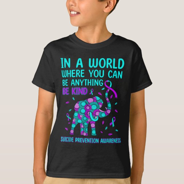 Camiseta En El Mundo Sé Amable Elefante Prevención Del Suic (Anverso)