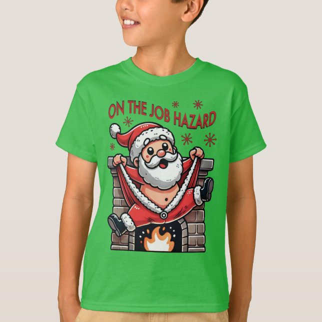 Camiseta En el trabajo, el Papá Noel se incendia (Anverso)