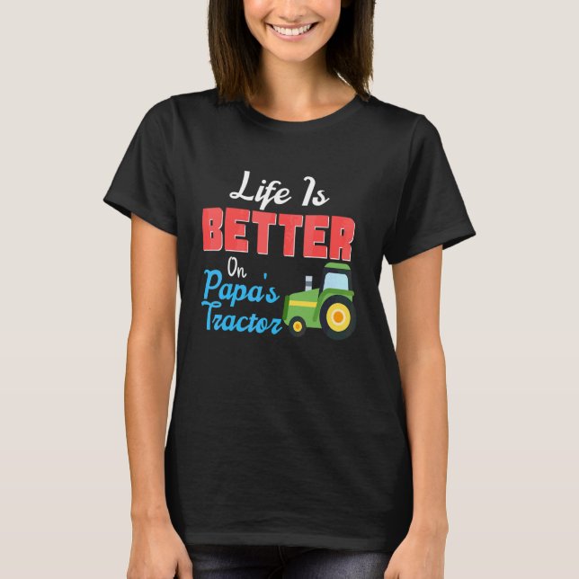 Camiseta En el tractor de papá  Granja verde (Anverso)
