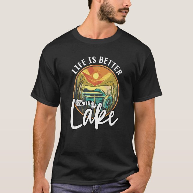 Camiseta En El Viaje De Verano Del Lago Pesca En Barco Retr (Anverso)