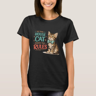 Camiseta "En esta casa el gato hace las reglas" Kitten Bow