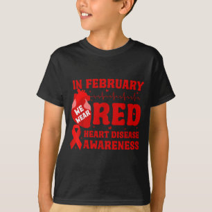 Camiseta En Febrero Nosotros Usamos Rojo Conciencia del Día