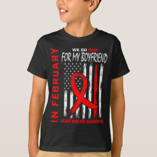 Camiseta En Febrero Nosotros Usamos Rojo Novio Enfermedad D