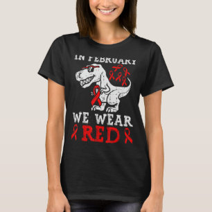Camiseta En Febrero Usamos Awa, Enfermedad Cardíaca Rex Roj