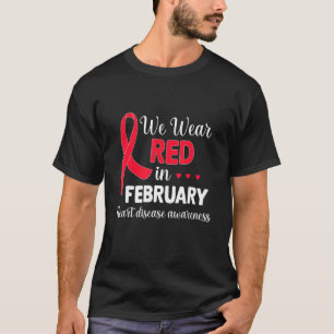 Camiseta En Febrero Usamos Enfermedad Cardíaca De Cinta Roj