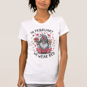 Camiseta En Febrero Usamos Rojo Conciencia de la Salud del