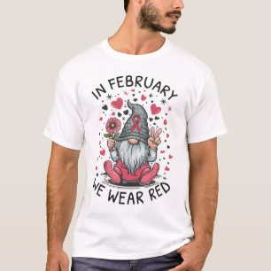 Camiseta En febrero usamos rojo conciencia sobre la salud d