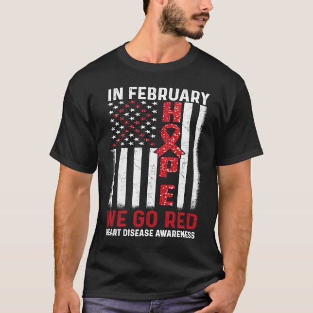 Camiseta En Febrero Vamos Bandera Roja Estadounidense Enfer (Anverso)