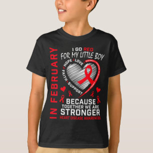 Camiseta En febrero voy rojo pequeño niño hijo enfermedad d