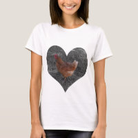 Camiseta en forma de corazón del blanco del pollo