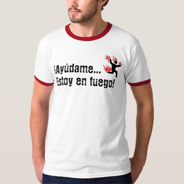 Camiseta ¡En fuego de Ayudame… Estoy! (Anverso)