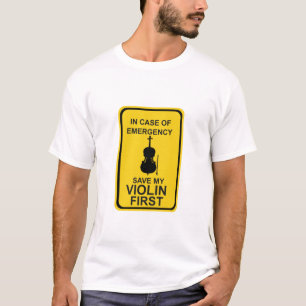 Camiseta En funda de emergencia salve primero mi violín