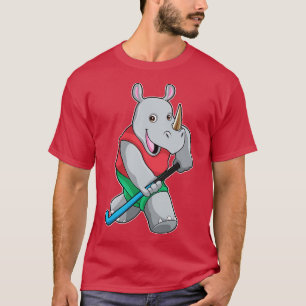 Camiseta en hockey con bate de hockey