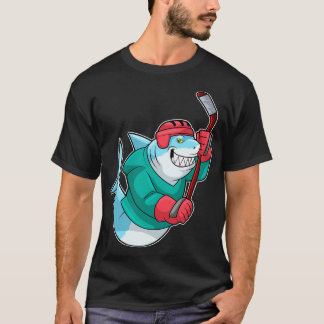 Camiseta en hockey sobre hielo con casco de palo de hockey