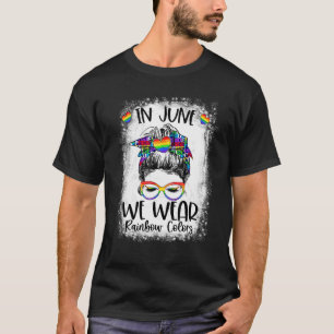 Camiseta En Junio usamos colores arcoiris desordenados homo