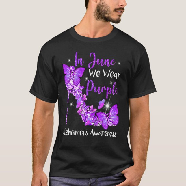 Camiseta En Junio Usamos Mariposas Púrpura Alzheimers Awar (Anverso)