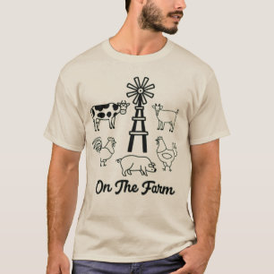 Camiseta En la granja: animales de granja y molino de vient
