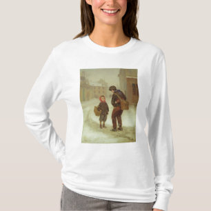 Camiseta En la manera a la escuela en la nieve, 1879
