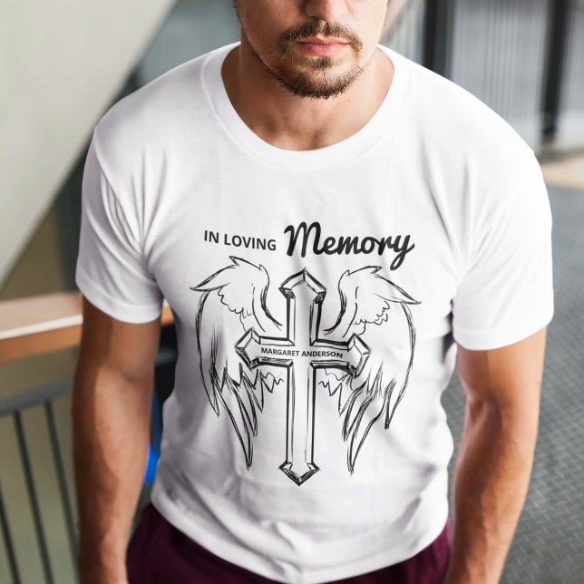 Camiseta En la memoria amorosa | Cruce Y Ángel Wing | Monum (Subido por el creador)