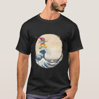 Camiseta En la parte posterior del gnomo surfista montando