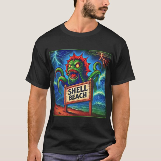 CAMISETA EN LA TERROR DE LA PLAYA DE SHELL. (Anverso)