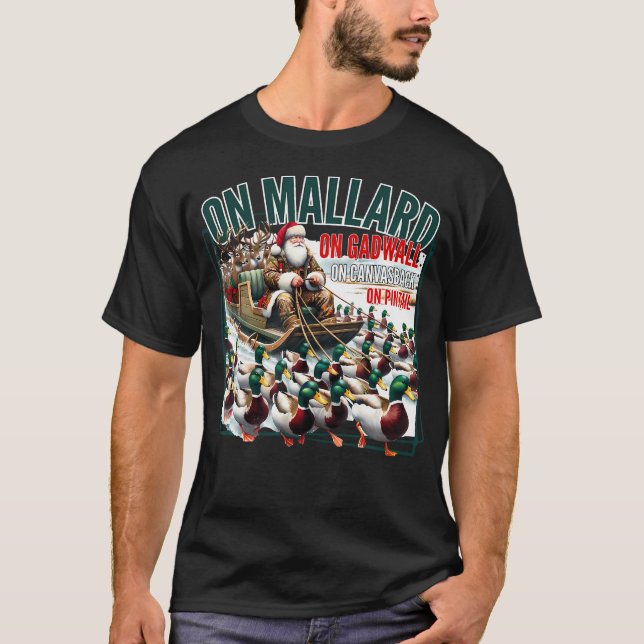 Camiseta En Mallard On Gadwall Navidades Funny Duck Hunting (Anverso)