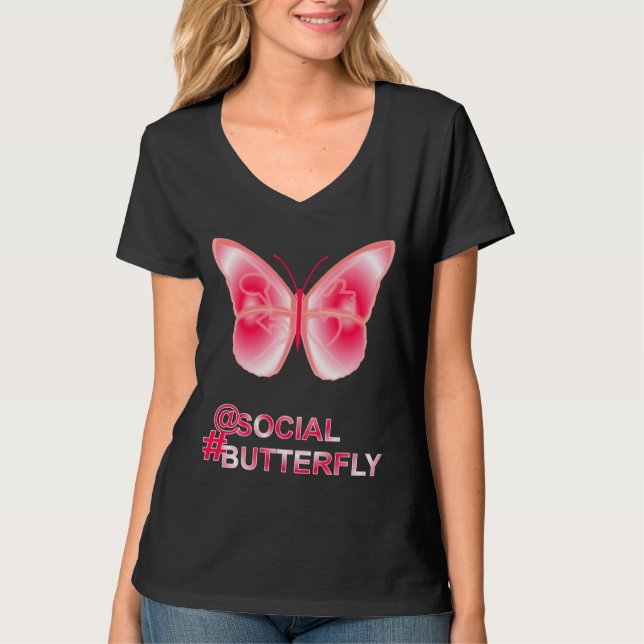 Camiseta En Mariposa de Hashtag Social (Anverso)