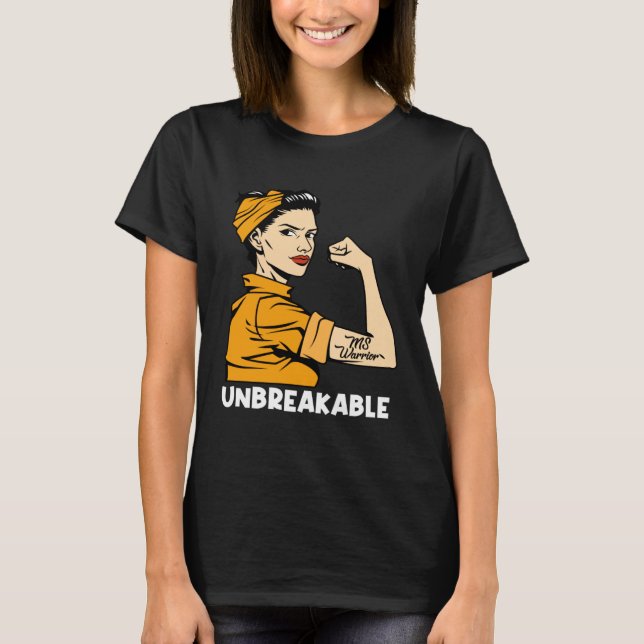 Camiseta En Marzo Usamos Naranja MS Warrior Unbreakable Wom (Anverso)