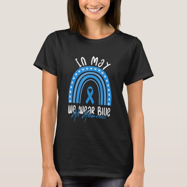 Camiseta En Mayo Usamos Als Azules Conciencia Boho Rainbow  (Anverso)