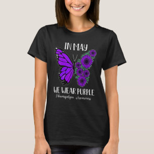 Camiseta En Mayo Usamos Flores De Fibromialgia Púrpura Butt