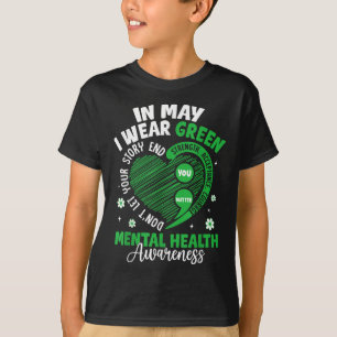 Camiseta En Mayo Usamos Semicolón Verde Consciente De La Sa