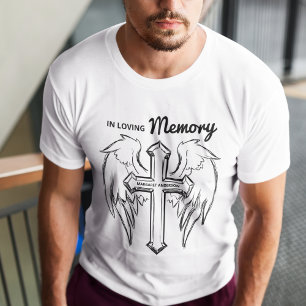 Camiseta En Memoria Cruz y Ala de Ángel Memorial