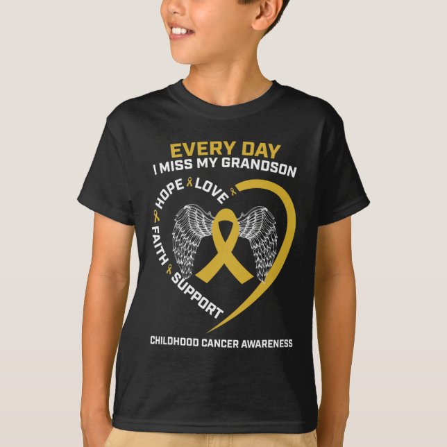 Camiseta En Memoria De Echo De Menos El Cáncer Infantil De  (Anverso)