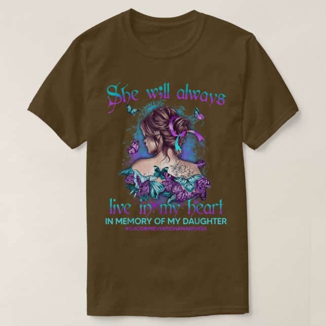 Camiseta En Memoria De La Prevención Del Suicidio De Mi Hij (Diseño del anverso)