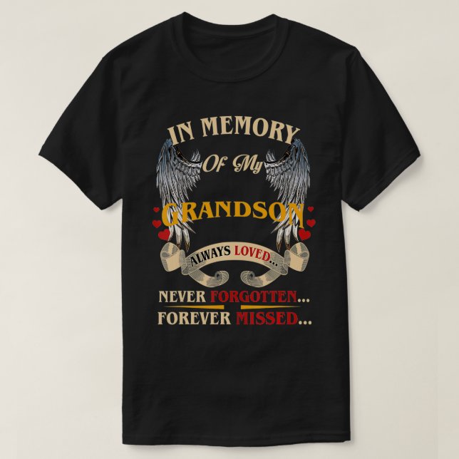 Camiseta En memoria de mi nieto siempre amado nunca olvidad (Diseño del anverso)