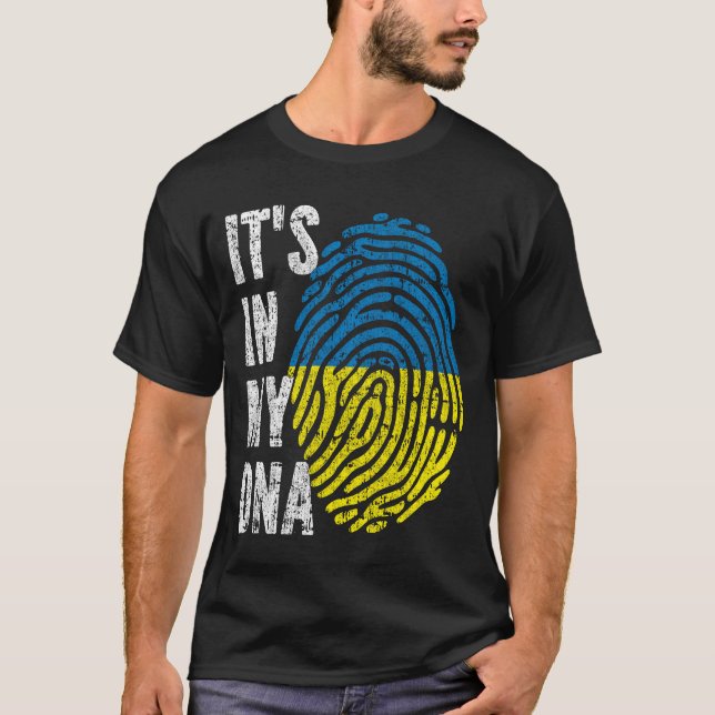 Camiseta EN MI ADN Bandera Ucrania Hombres Mujeres Niños (Anverso)