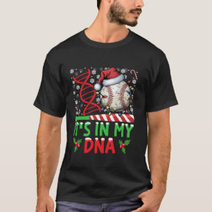 Camiseta En mi ADN las navidades de béisbol iluminan la nie