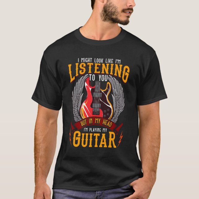 Camiseta En Mi Cabeza Estoy Tocando Mi Guitarra (Anverso)