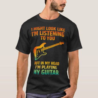 Camiseta En Mi Cabeza Estoy Tocando Mi Guitarra Músico Dive