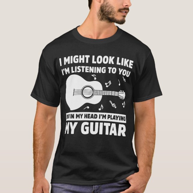 Camiseta En mi cabeza estoy tocando música divertida de gui (Anverso)