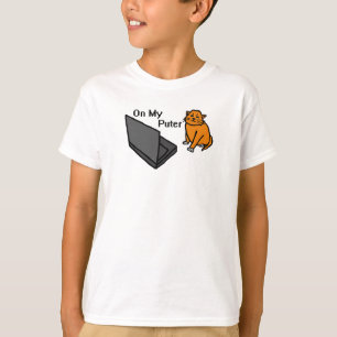 Camiseta En Mi Computadora Divertida Gato Naranja Meme