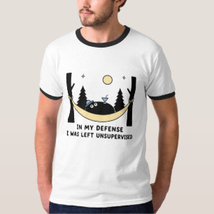 Camiseta En Mi Defensa Camping de Blob Negro sin Supervisió