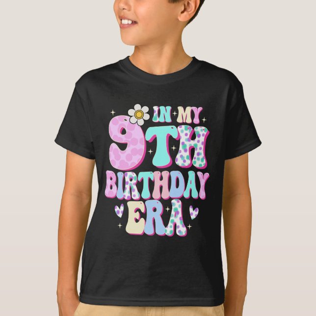 Camiseta En mi noveno cumpleaños, Chica, Noveno cumpleaños, (Anverso)