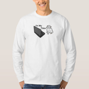 Camiseta En Mi Puter Divertida Imagen De Gato Blanco Meme