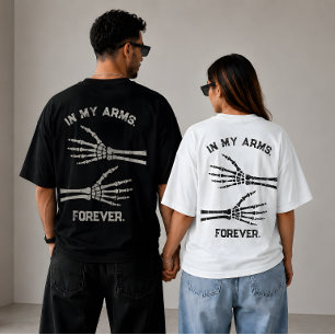 Camiseta En Mis Brazos Por Siempre Esqueleto Manos Pareja C