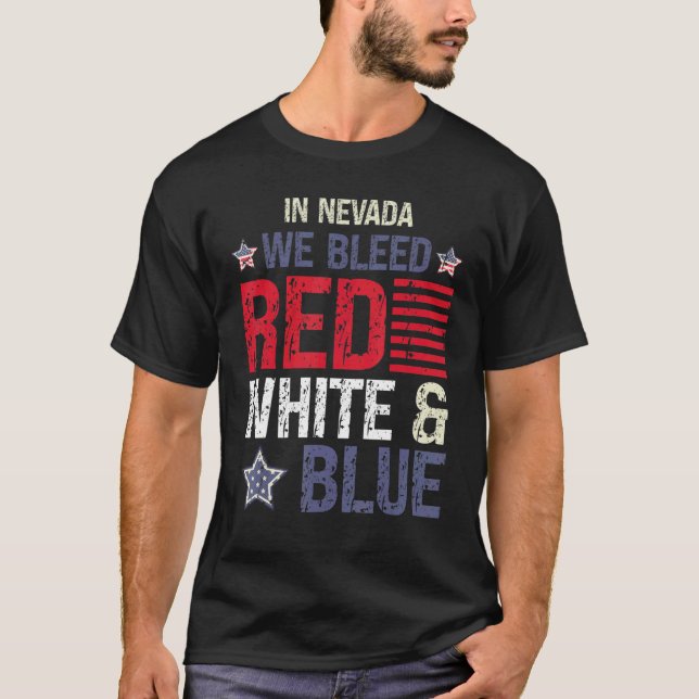 Camiseta En Nevada, bendecimos el blanco rojo y el azul el  (Anverso)